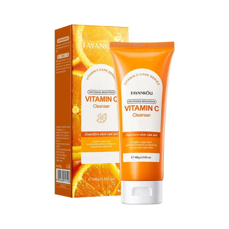 100g Vitamin C Facial Cleanser Face Wash Foam Cleanser Deep Cleansing Moisturizing Brightening Hydrating Skin Care.