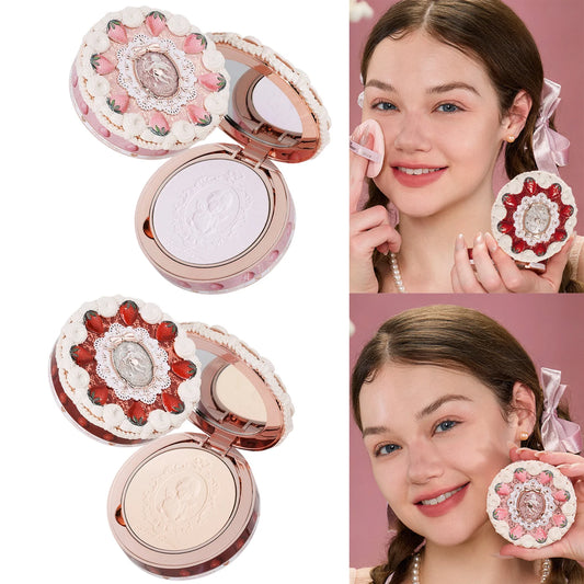 Flower Knows Strawberry Cupid Pressed Powder Matte Soft Oil Control Setting Powder Long-lasting Mattifying Translucent Powder