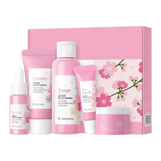 japan sakura cherry blossom skincare kit Facial Cleaner toner Face cream Essence Fade Dark Circles Eye Cream Skin Care Set