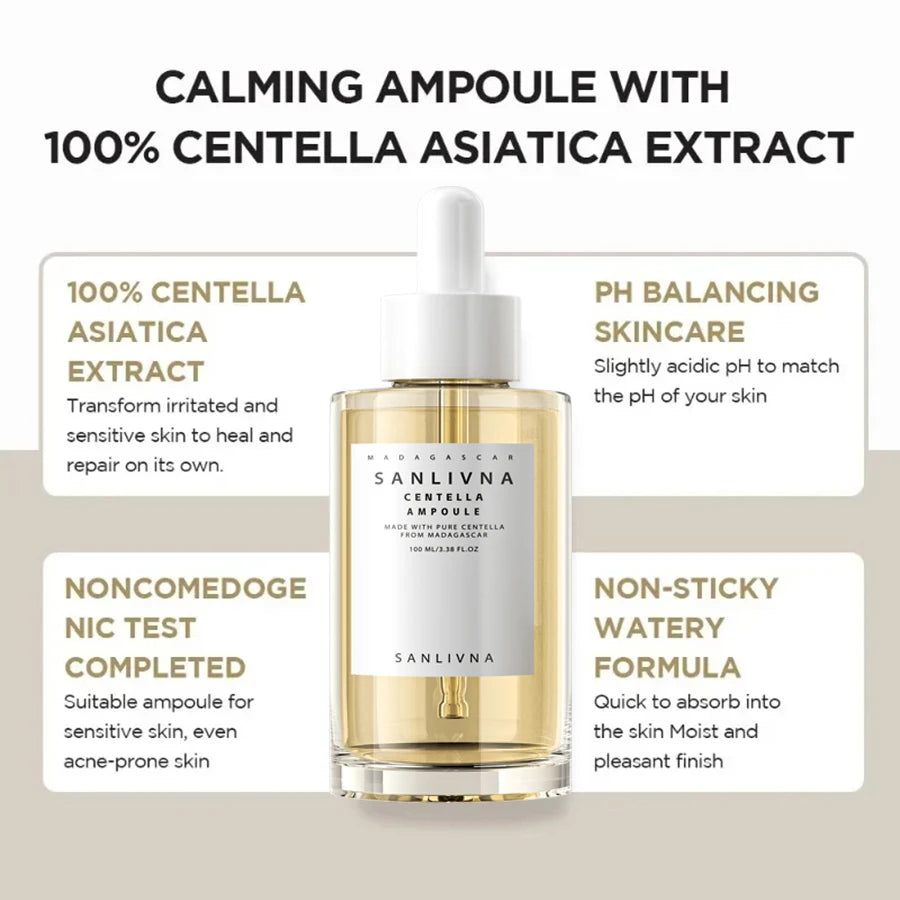 Madagascar Centella Asiatica Ampoule Facial Serum , Prone and Sensitive Skin  Moisturizing Skin Firming Korean Glass Skin car