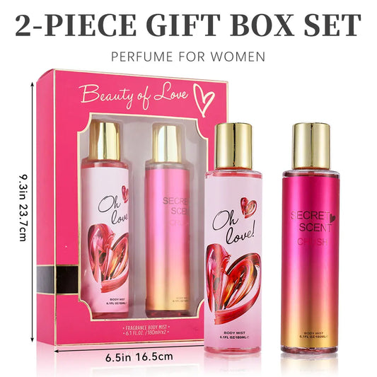 Body Mist Gifts Set Women's 2pcs 6.1fl.oz/180ml Hair & Body Fragrance Mist For Women,  BEAUTY OF LOVE Long-Lasting Perfume Spray