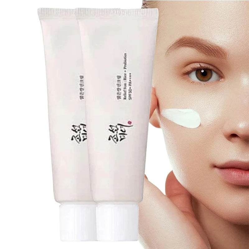 SPF50+ Sunscreen Korean Rice Probiotic Solar Blocker Skin Whitening Cream Anti UV Sun Serum 50ml