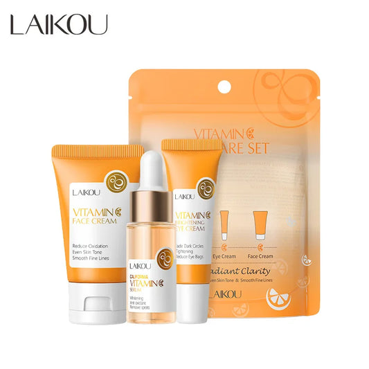 3pcs/set LAIKOU Vitamin C 24K Golden Sakura Skin Care Sets Face Cream Serum Eye Cream Moisturizing Face Care Kit