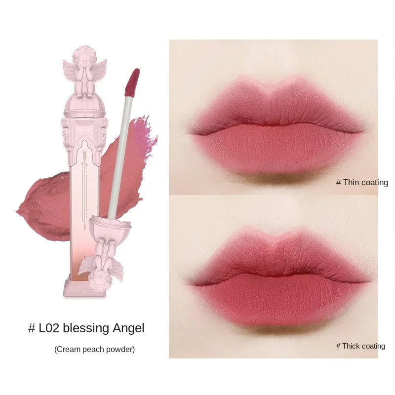 TT Flower Knows Little Angel Lip Lacquer Velvet Matte Moisturizing Mouth Red Lip Mud