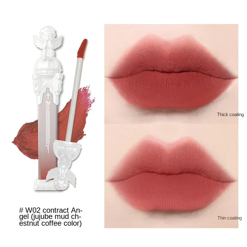 TT Flower Knows Little Angel Lip Lacquer Velvet Matte Moisturizing Mouth Red Lip Mud