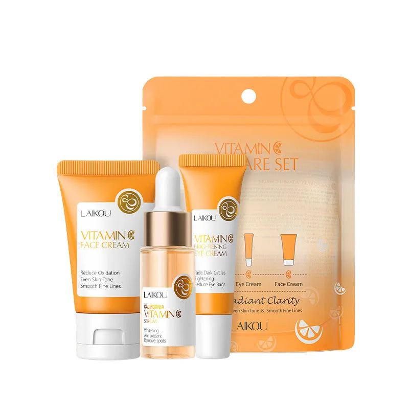 3pcs/set LAIKOU Vitamin C 24K Golden Sakura Skin Care Sets Face Cream Serum Eye Cream Moisturizing Face Care Kit