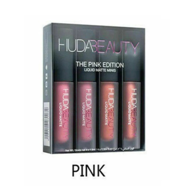 4PCS HUDA beauty Base Makeup Set Foundation Lipsticks Eye Shadow Mascara Eye Lashes Brush Beauty Makeup  Waterproof