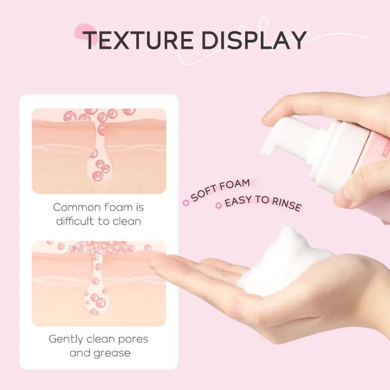 LAlKOU Japan Sakura Cleansing Mousse Facial Cleanser 100ml Shrink Pores Deep Clean Oil Control Moisturizing Skin Care