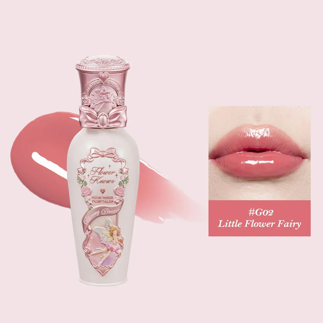 Flower Knows Midsummer Fairytales Coating Lip Lacquer Jelly texture Hydrating and moisturizing Long-lasting glossy Lip gloss